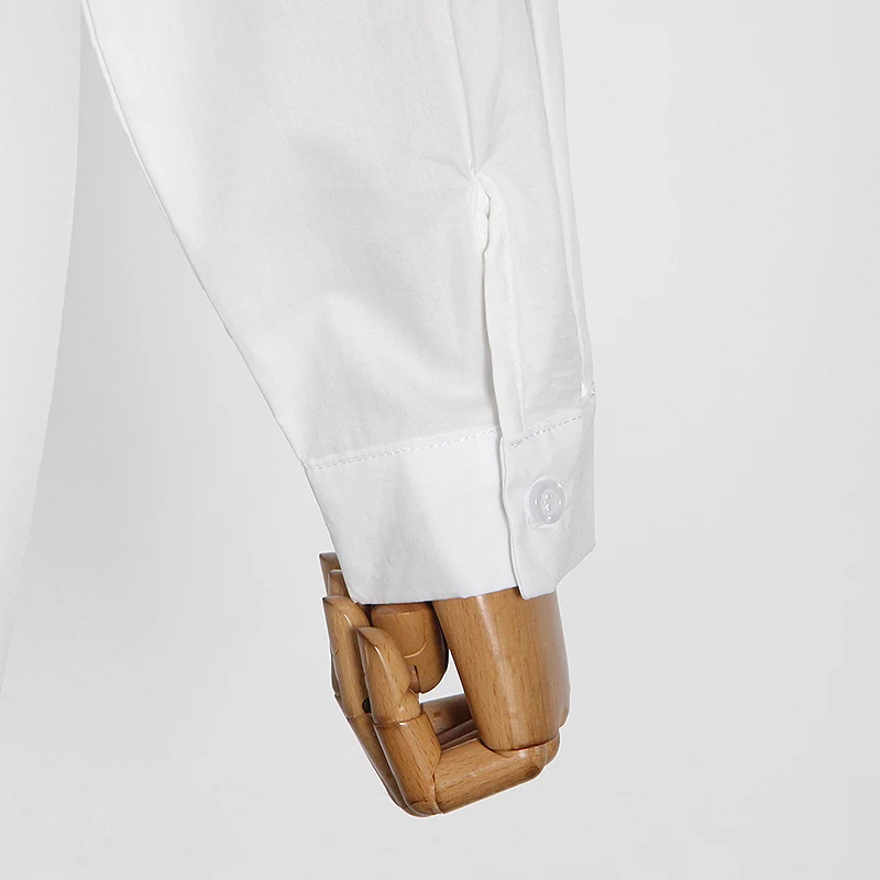 

TWOTWINSTYLE Irregular White Shirt For Women Lapel Long Sleeve Solid Minimalist Blouse Female Fashion New Clothing 2020 Autumn