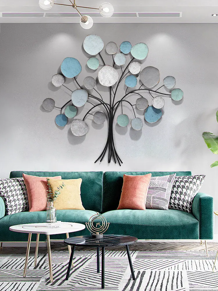 

European Wrought Iron Fortune Tree Wall Hanging Home Livingroom Sofa Background Wall Sticker Crafts Hotel Wall Mural Decoration