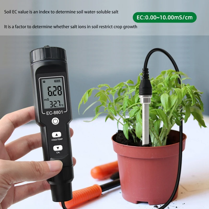 

GTBL Digital EC/Temperature Soil Tester Measurement Analysis Automatic Meter Removable Electrode Waterproof