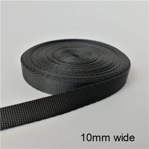 10mm wide 20meters 10 мм 12 мм лямки черные 20 метров полиэстер лямки ремень для пояса лямки лента для сумок плетеный ремень Рюкзак ремень - Цвет: 10mm wide 20meters