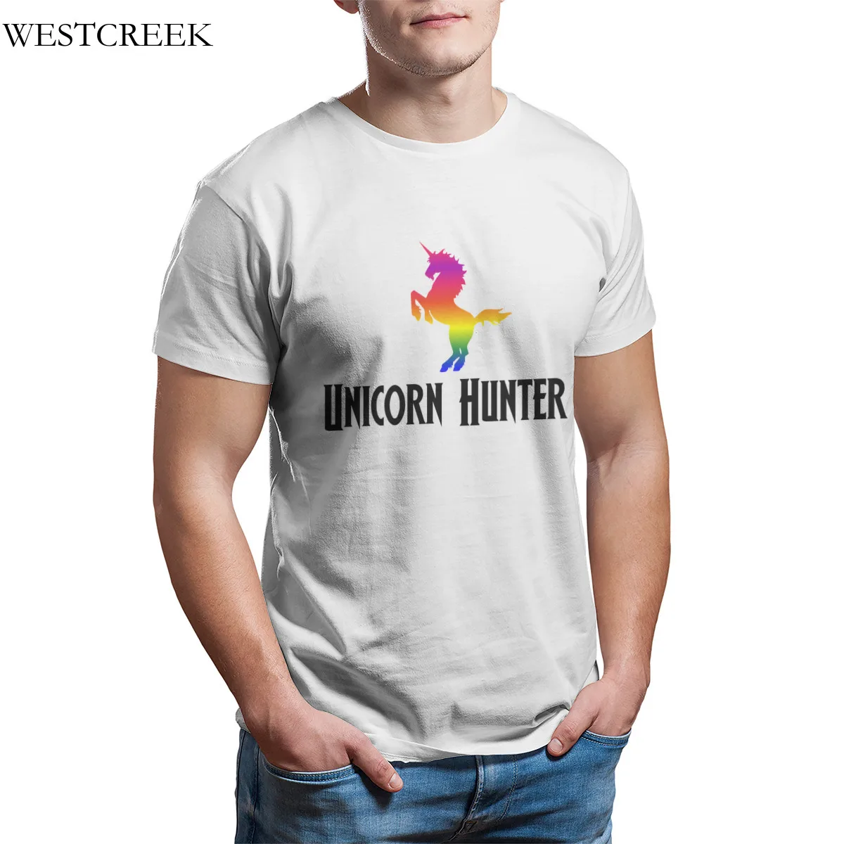 

Wholesale Men's T-Shirt Unicorn Hunter T-Shirt Vintage Wholesale Clothes Punk Tshirts 30609