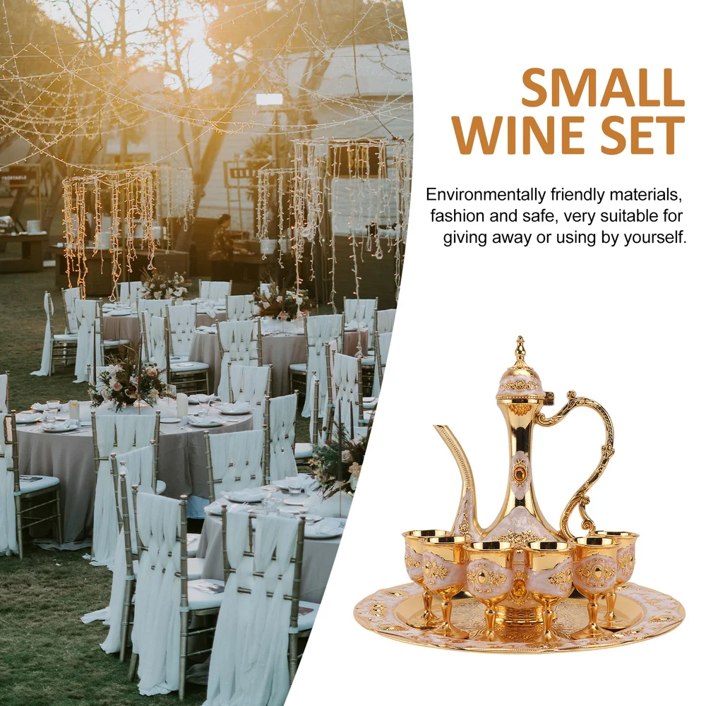 

1 Set of Decorative Cups Pot with Tray Wedding Adornment Gifts Golden