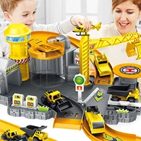 assembled engineering car model parking lot children vehicle playsets car track toy rail splicing toy for kid diy car track gift
