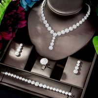 hibride fashion pendant necklace earring set for women wedding dating luxury cz stone long pendant set female christmas n 1200