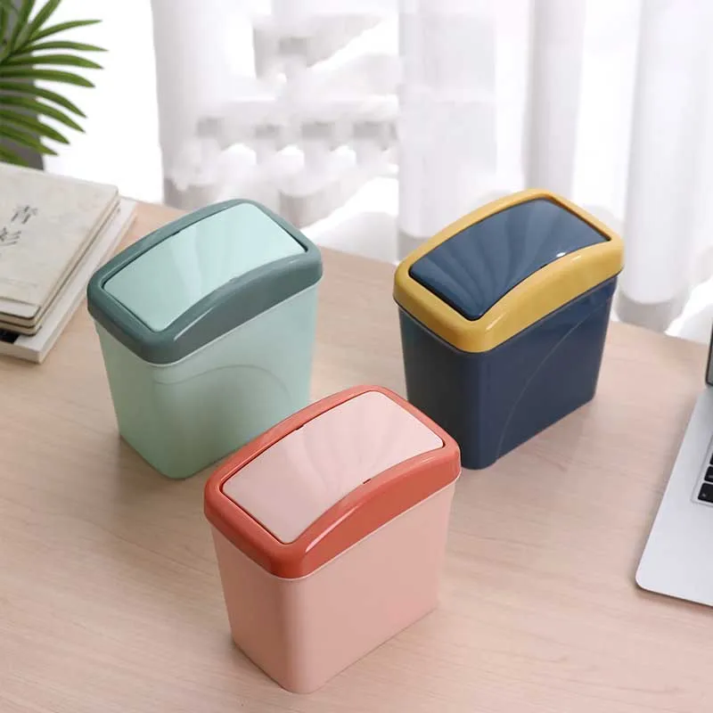 

Home Table Desktop Small Trash Bin Waste Bin Bedroom Home Cute Trash Can With Lid Mini Garbage Storage Box Organizer Clean Tool