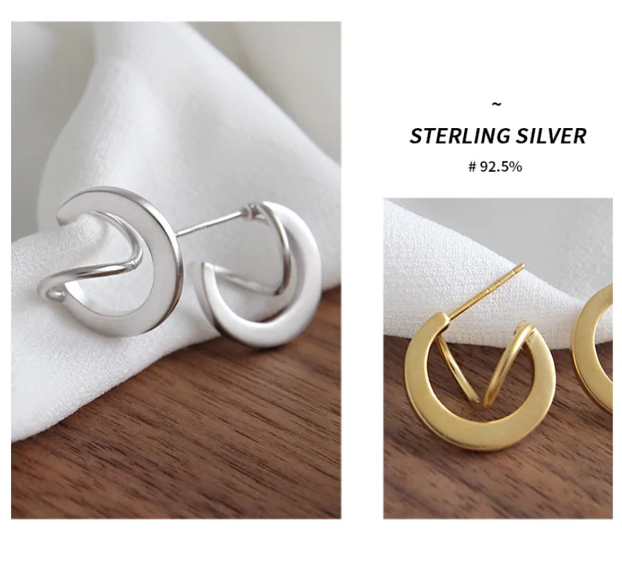 

Simple S925 Sterling Silver Earrings for Women geometry semi-circle Tie a Knot Stud Earrings Korean Fashion Costume Jewelry