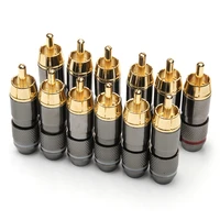 12pcs rca banana plug monster 24k gold plated copper banana plug double self locking wire connectors speaker audio adapter kit