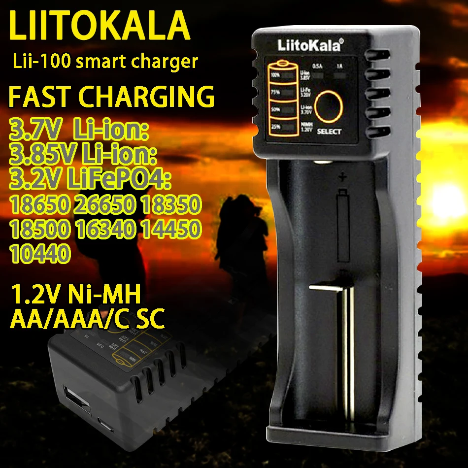 

Liitokala 18650 charger 1.2 v 3.7 v 3.2 v 26650 10440 14500 16340 NiMH lithium battery e-cigarette equipment Outdoor emergency