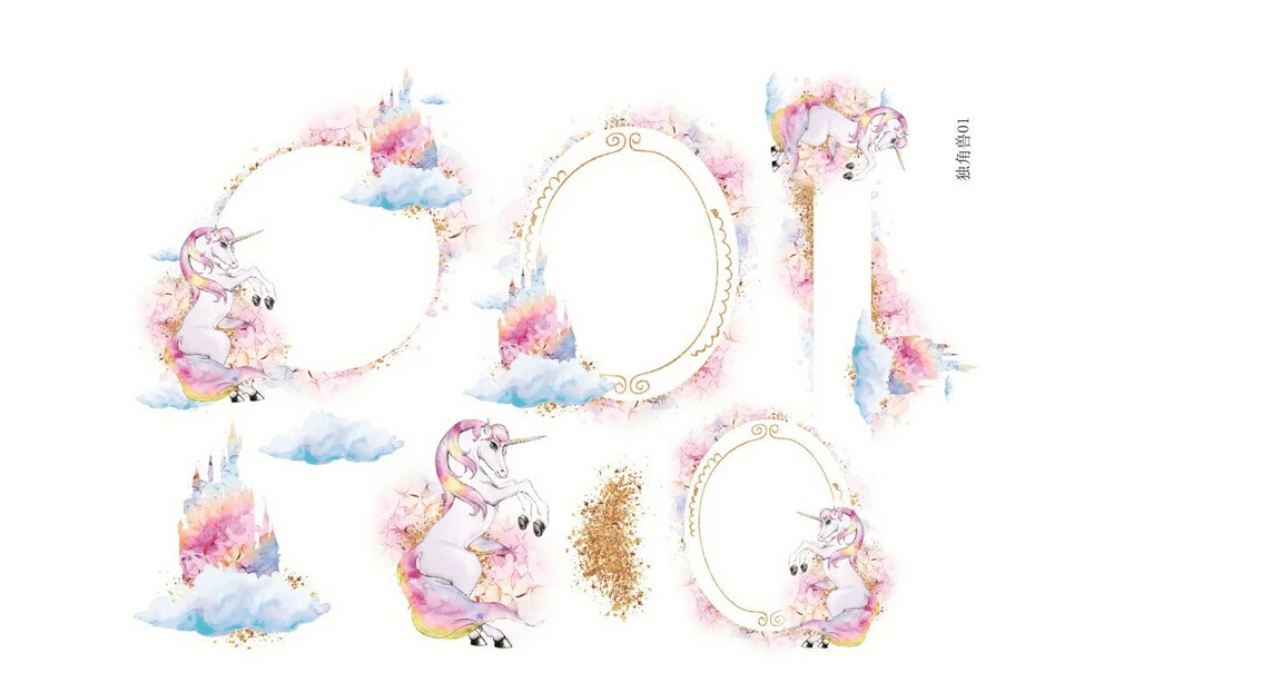 10 наклеек в виде фотоблокнота бумажная лента для дневника единорога