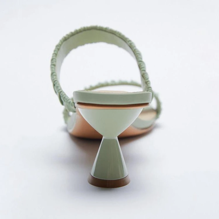 

High-Heeled Shoes Lady Square Toe Woman's Slippers Rubber Flip Flops Med Slides Elastic band 2021 Summer Hawaiian Microfiber Rom