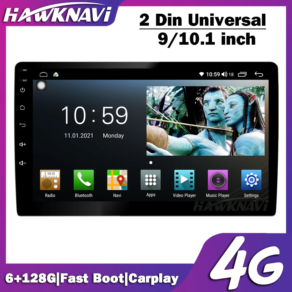 

6+128G 9 10.1 Inch Universal 2 Din Car Radio Android 10.0 GPS Navigation DVD Multimedia Stereo Headunit Receiver Carplay DSP