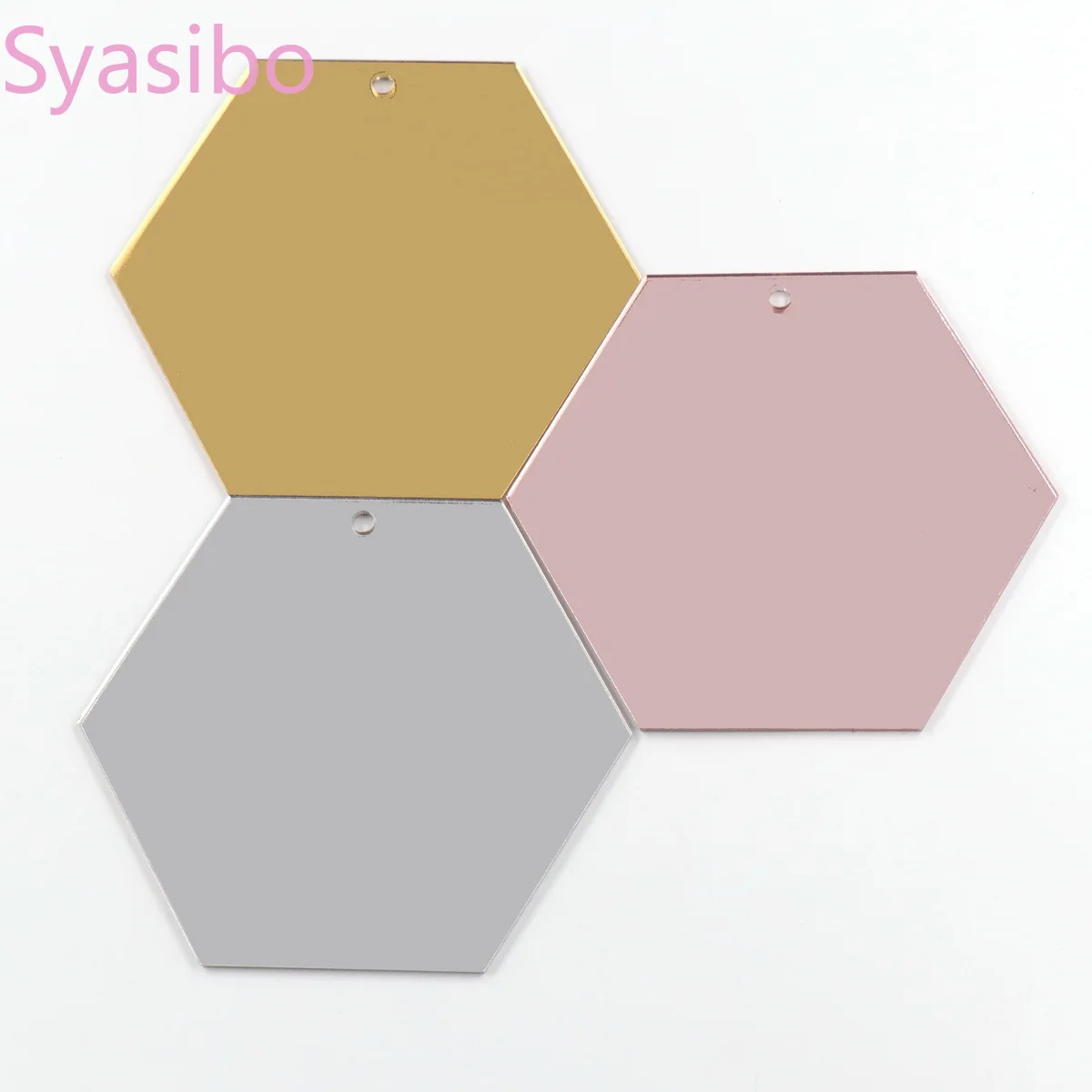 (2шт) 4 дюймовая акриловая Золотая зеркальная бирка шестигранная прозрачная для