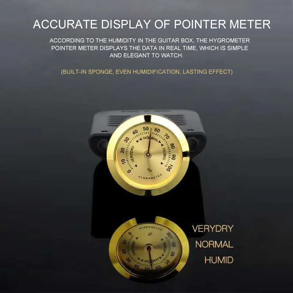 

Portable Hygrometer Practical Testing 2 In 1 Accurate Guitar Humidifier Pointer Display ABS Universal Real Time Built In Sponge