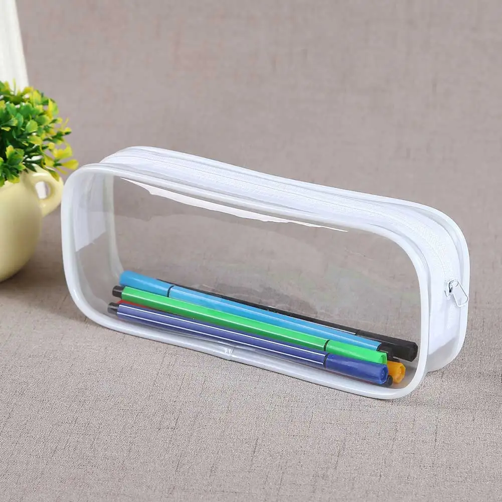 

Cosmetic Portable Storage Case Transparent Makeup Pouch Stationery Travel PVC Pencil Bag Gifts Student Office School With Zipper