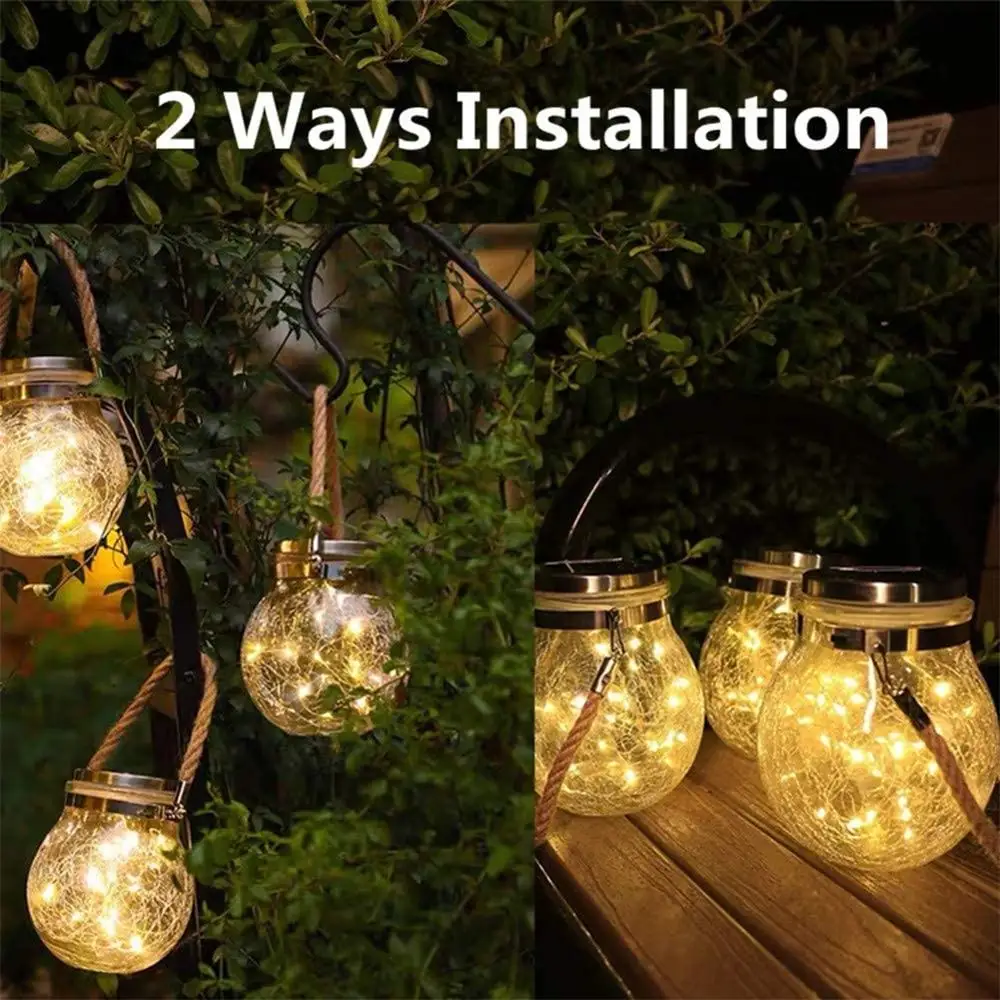 

led solar glass jar chandelier wedding party christmas decoration outdoor garden lighting