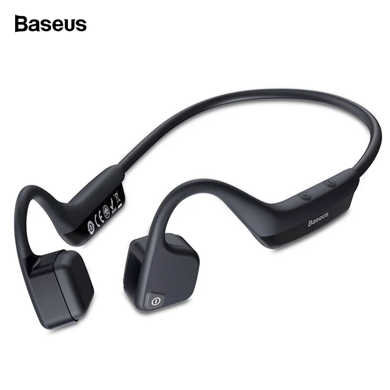 Baseus BC10 Bluetooth наушники с костной проводимостью 5,0 Беспроводные наушники с микрофоном гарнитура для спорта на открытом воздухе для iPhone Xiaomi - Цвет: Black