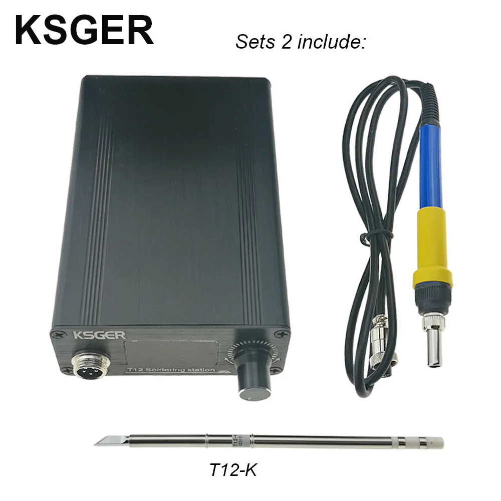Sets 2 KSGER T12 паяльная станция STM32 цифровой контроллер алюминиевый сплав чехол 907 Паяльник ручка Автоматический Режим сна Boost T12 наконечник - Цвет: Sets 2