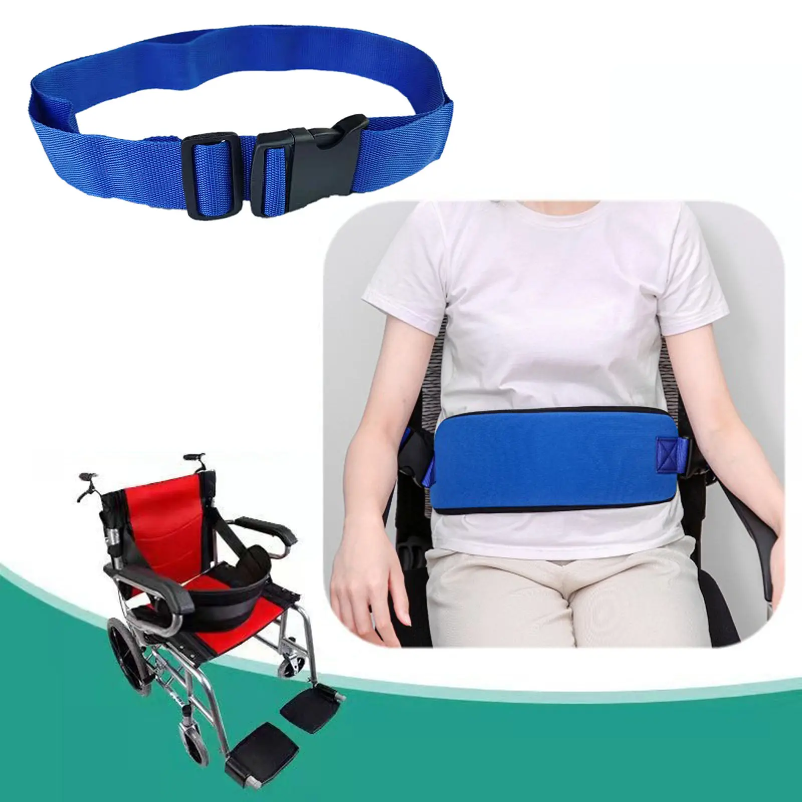 Wheelchair Seat Belt Protect Fixed Durable Quick Release Buckle Blue Constrained Bands for Patient Caring Adult Disabled Elderly |