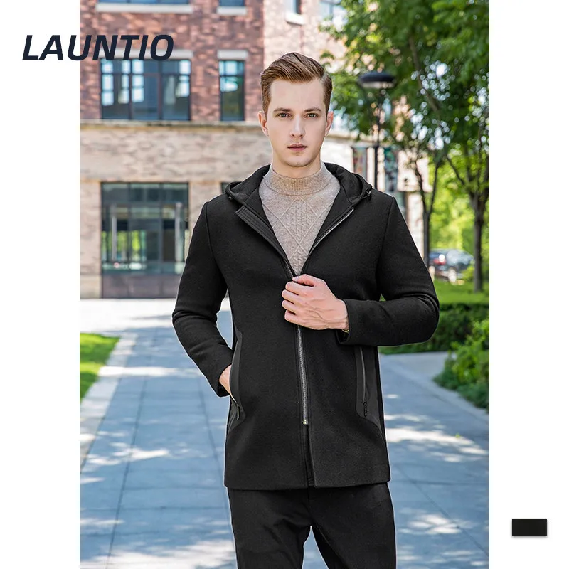 

Wool&Blends Man Hooded Outwear Coats Spring Autumn Smart Casual Business Men Wool Coat Blends Outwears 3xl