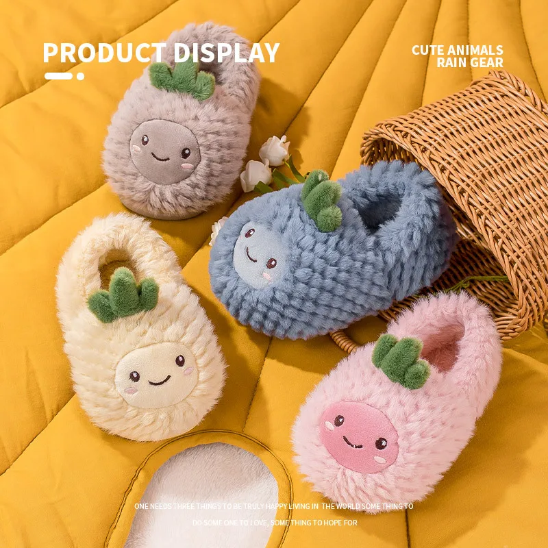 

Children Soft Non-slip Boy Home Slippers Cute Girls Cotton Indoor Warm Shoe Baby Winter Slippers Kids Infant Toddler Slides