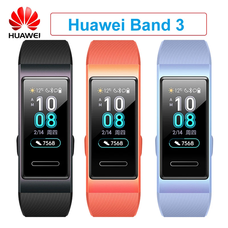 Браслет huawei Band 3, умный браслет, шагомер, фитнес, пульсометр, трекер активности, водонепроницаемый, Bluetooth, спортивный, банда