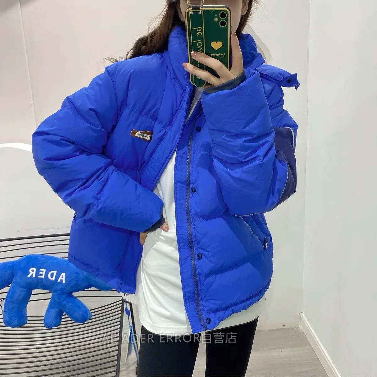 ADER ERROR Korean autumn/winter unisex white duck down jacket high quality 1:1 zipper hooded jacket loose hooded down jacket top