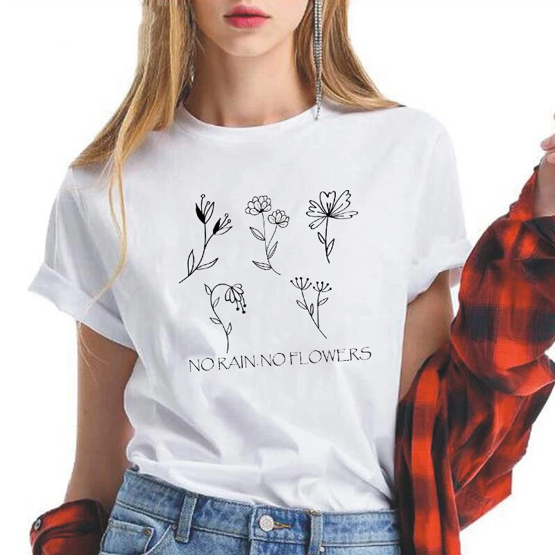 2019 модная женская летняя футболка с цветочным принтом и буквами Harajuku веселая