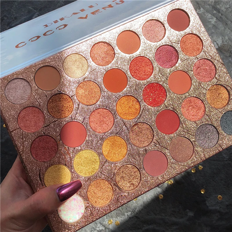 Брендовая косметика Палетка сияющих матовых теней для век 35 цветов блестящие