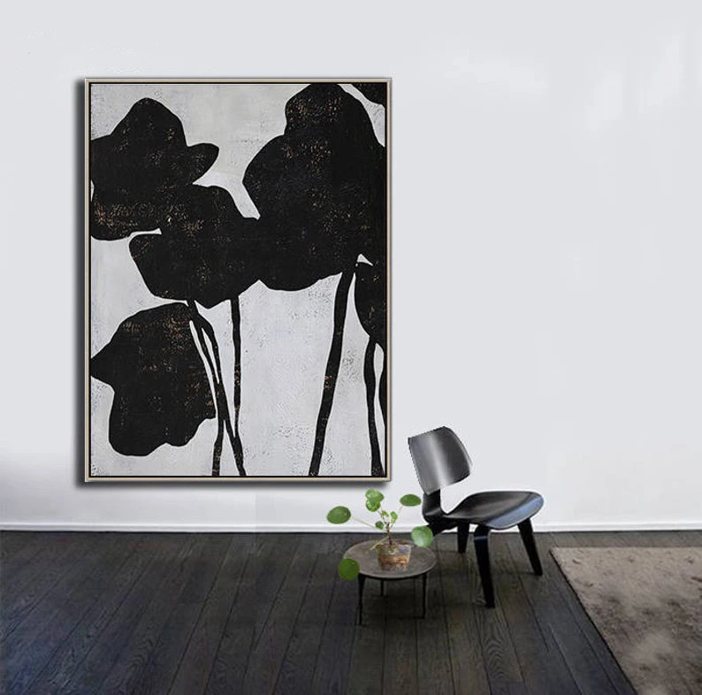 

Large Wall Art Canvas Art Abstract Flowers Modern Art Canvas Painting Minimalist Black And White Modern Home Decor Painting
