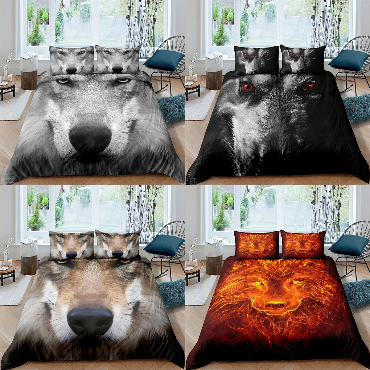 Домашний текстиль роскошный комплект постельного белья 3D Wolf с пододеяльником и