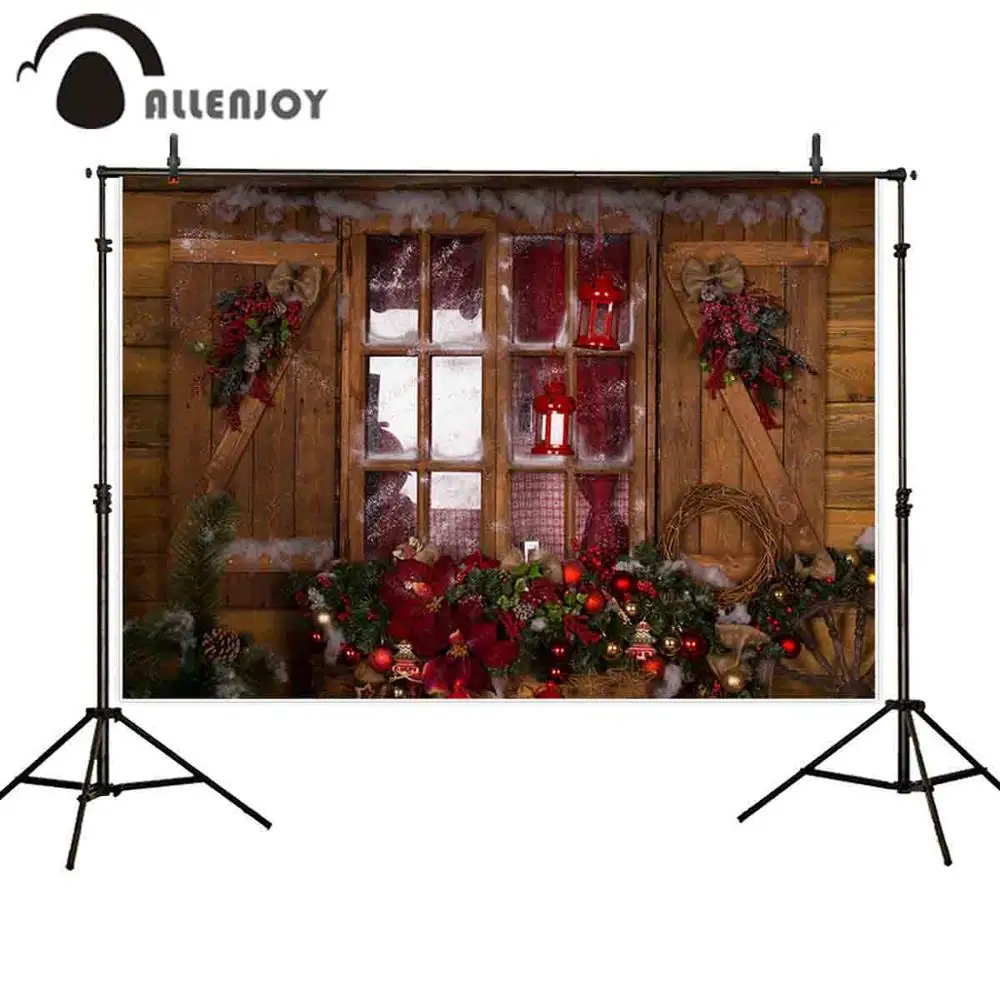 Фотофон allenjoy фон для фотосъемки с рождественским деревянным окном подарок