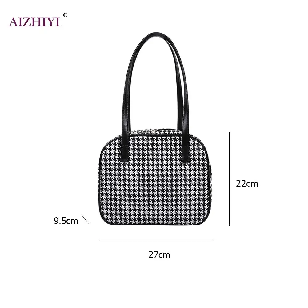 

Vintage Plaid Pattern Underarm Bags Women Portable PU Leather Shoulder Tote Street Commuter Handbag Satchels