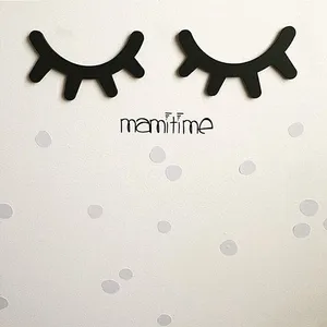 1 пара 3D наклеек на стену для детской комнаты, Настенный декор с ресницами и закрытым глазом, деревянные настенные наклейки, обои, украшение для дома