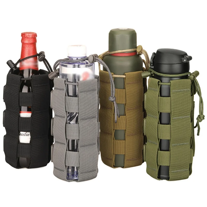 

Molle Bag Water Bottle Pouch Bag Upgraded Tactical Military Outdoor Travel Hiking Drawstring Water Bottle Holder Kettle Carrier