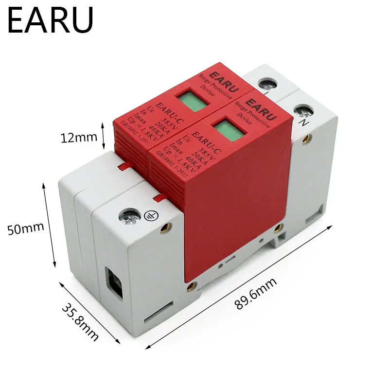 Защита от перенапряжения 1 шт. AC SPD 2P 1P + N 20KA ~ 40K AC385V | Обустройство дома