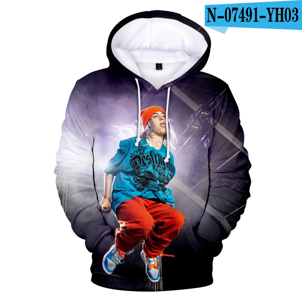 Коллекция 2019 года новейшие модели худи с объемным рисунком billie eilish модные