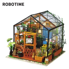 Robotime Miniature Dollhouse DIY Dollhouse with doll house furniture, Light Gift for Children Adults Kathys Flower House