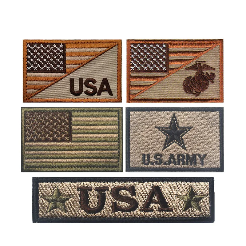 

US embroidery cloth armband American flag Fastener Hook & Loop patch embroidery rectangle Badges