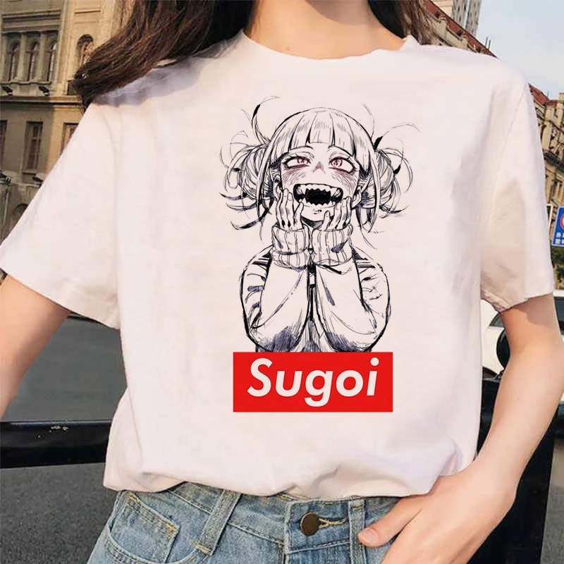 Японский аниме Ahegao футболка Женская Harajuku Boku No Hero Academy футболка Senpai смешная футболка Himiko Toga футболки женские