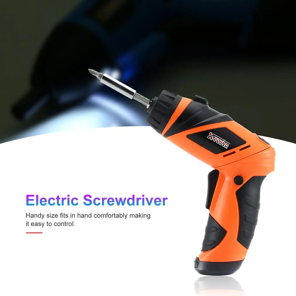 X-power 6V Cordless Electric Screwdriver Bits kit with LED Lighting Wireless Screw Power Driver Drill Power Tools