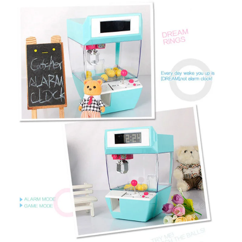 

1 Pcs Grabber Toy Digital Machines Candy Grabber Children Mini Alarm Clock Kids Home Decorate Game Crane Cartoon 12.5x12.5x19cm