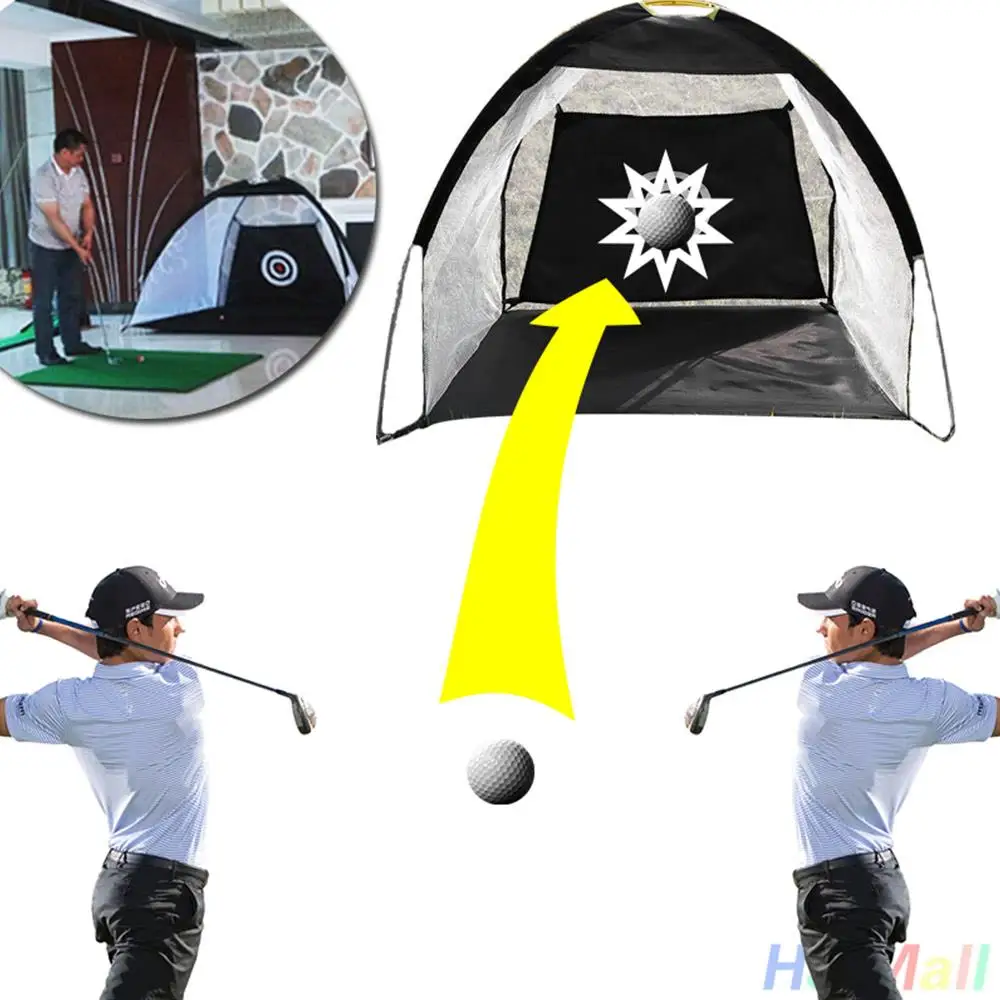 

Portable 2/1M Golf Training Cages Practice Net Training Net with Mat Outdoor Indoor Golf Training Practice Easy Net