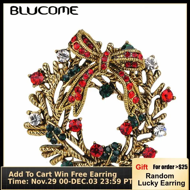 Blucome рождественские подарки винтажный Красный Хрустальный бант гирлянда Форма