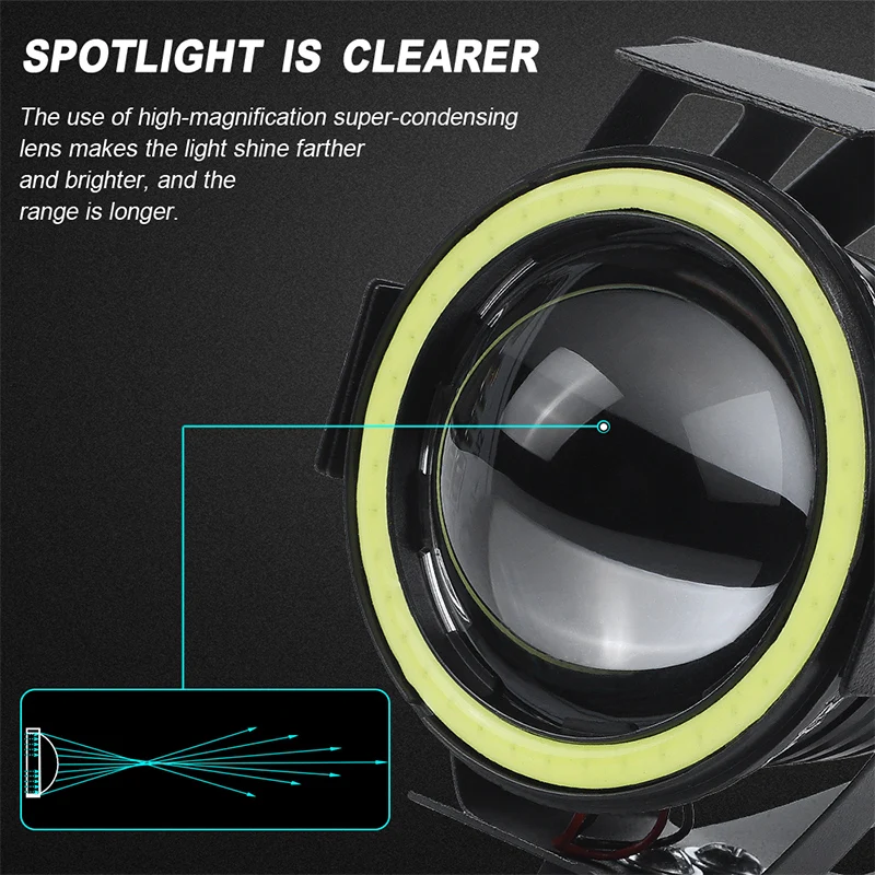 Пара светодиодных мотоциклетных противотуманных фар ангельские глазки