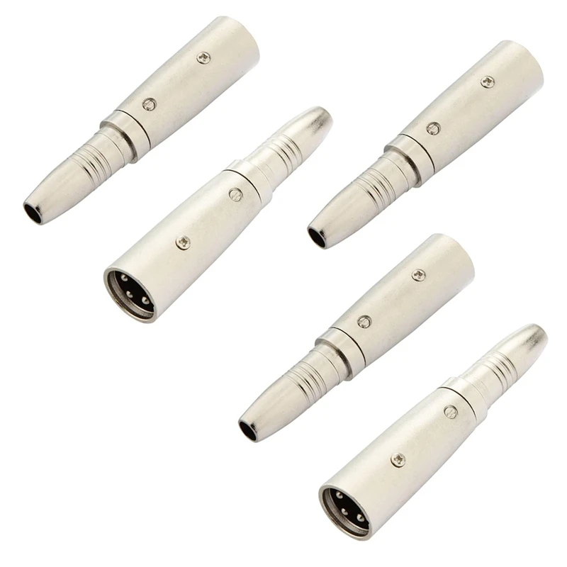 

5Pcs XLR 3Pin Male to 6.35mm 1/4in Female Jack Stereo Audio Cable Mic Adapter Connector Converter