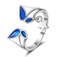 wangaiyao blue butterfly ring open female star personality tail ring niche design jewelry gift