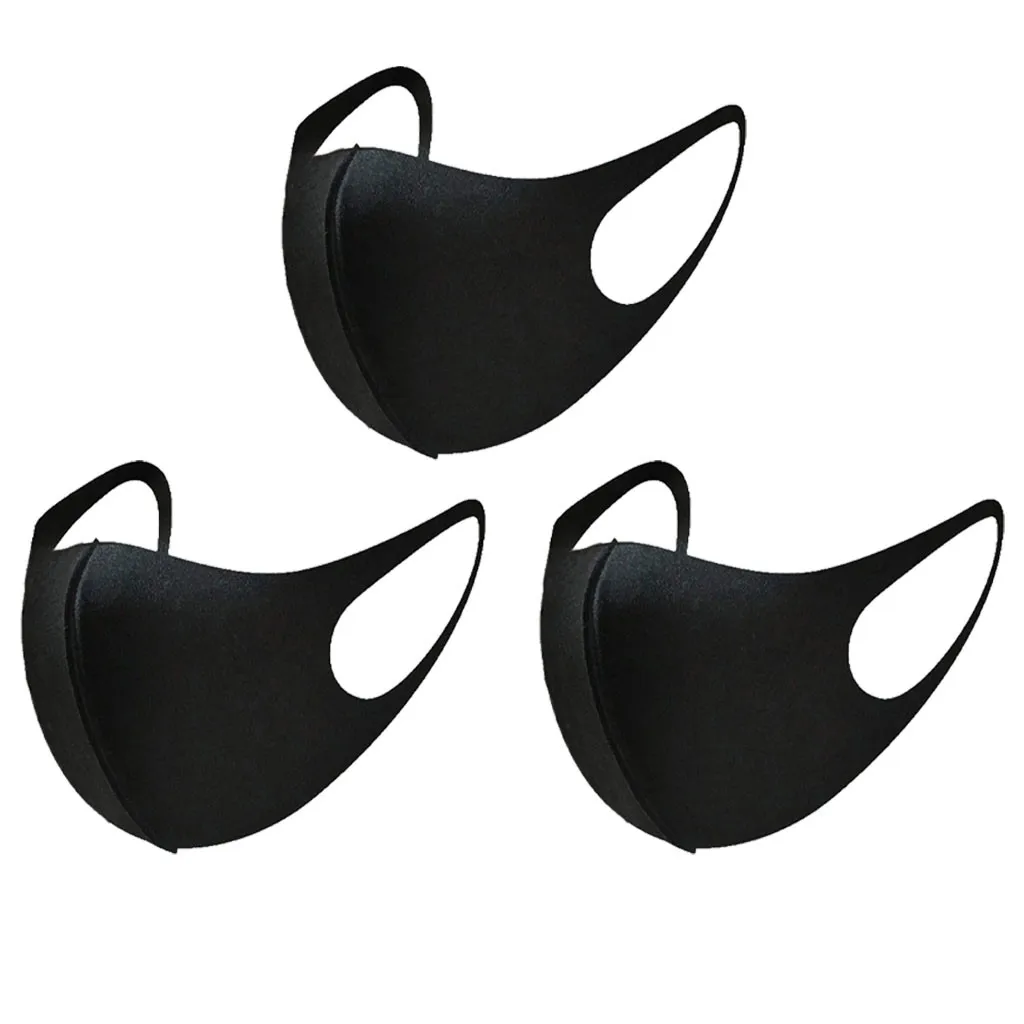 

Mascarillas 3PCS Dustproof Mouth Mask Black Cotton Face Mouth Mask Cartoon Face Reusable Fabric Anti Pollution Mask