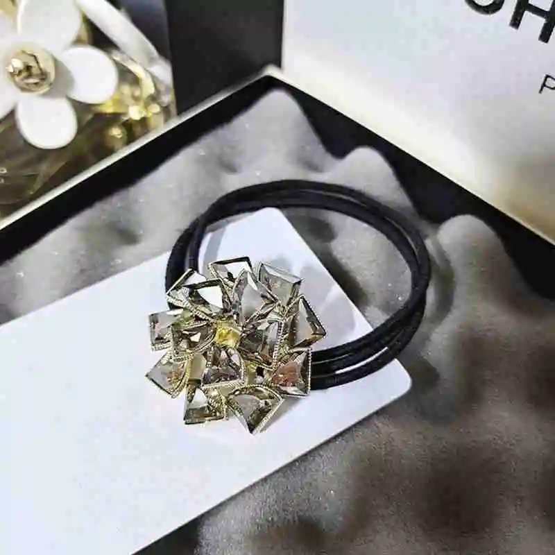 

Fashion Crystal Rhinestone Exquisite Hair Rope Women Hair Tie Hair Girl Hair Holder Ins Bands Net Tie Ponytail Red Elastic B8G5