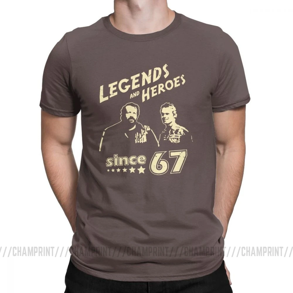 Коричневый Мужские футболки Bud Spencer Legends And Hero Since 67, новинка, Теренс Хилл, топы с короткими рукавами и круглым вырезом, хлопковая футболка, идея подарка, футболка - Цвет: Коричневый