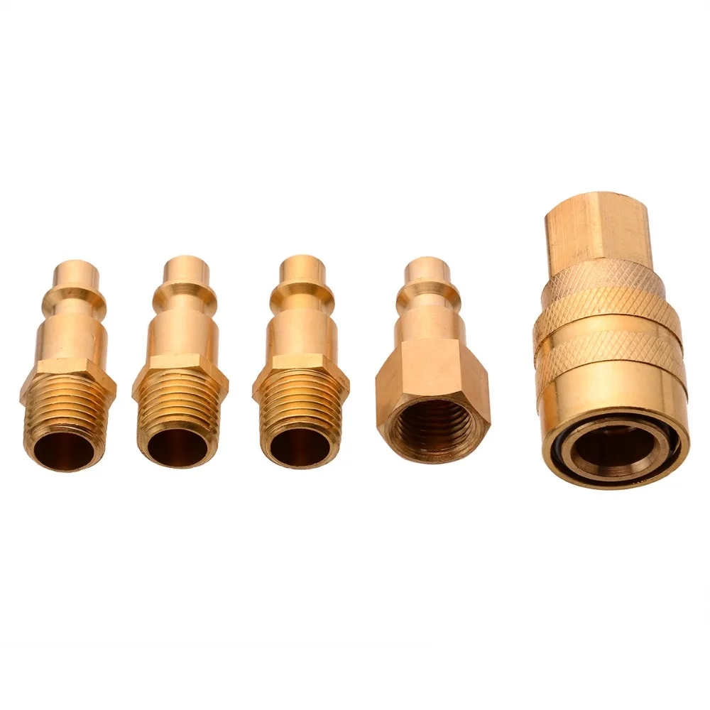 5pcs 1/4 Inch Solid Brass Quick Coupler Set Air Hose Connector Fittings NPT Plug Female Male Plugs Pneumatic Parts | Обустройство